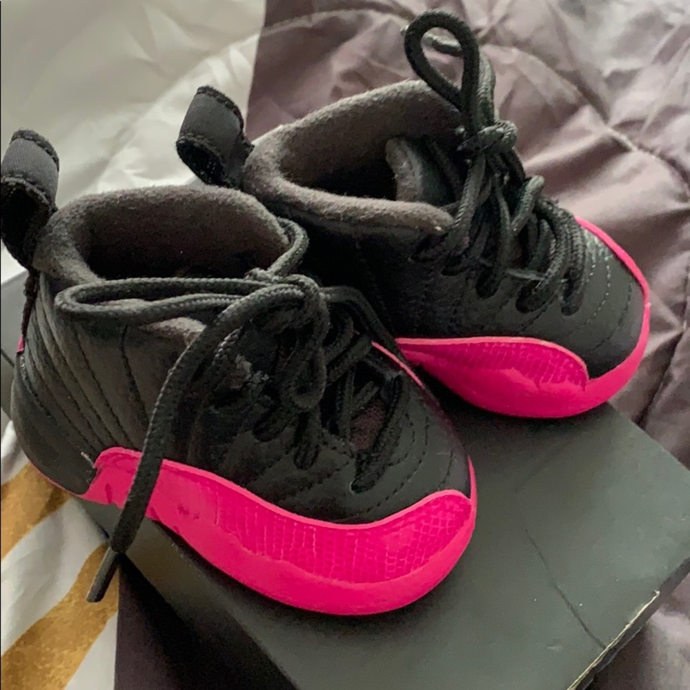 Pink and black Jordan 12 retro 2c